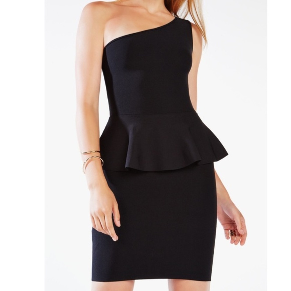 BCBG Malia One-Shoulder Peplum dress